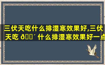 三伏天吃什么排湿寒效果好,三伏天吃 🐴 什么排湿寒效果好一点